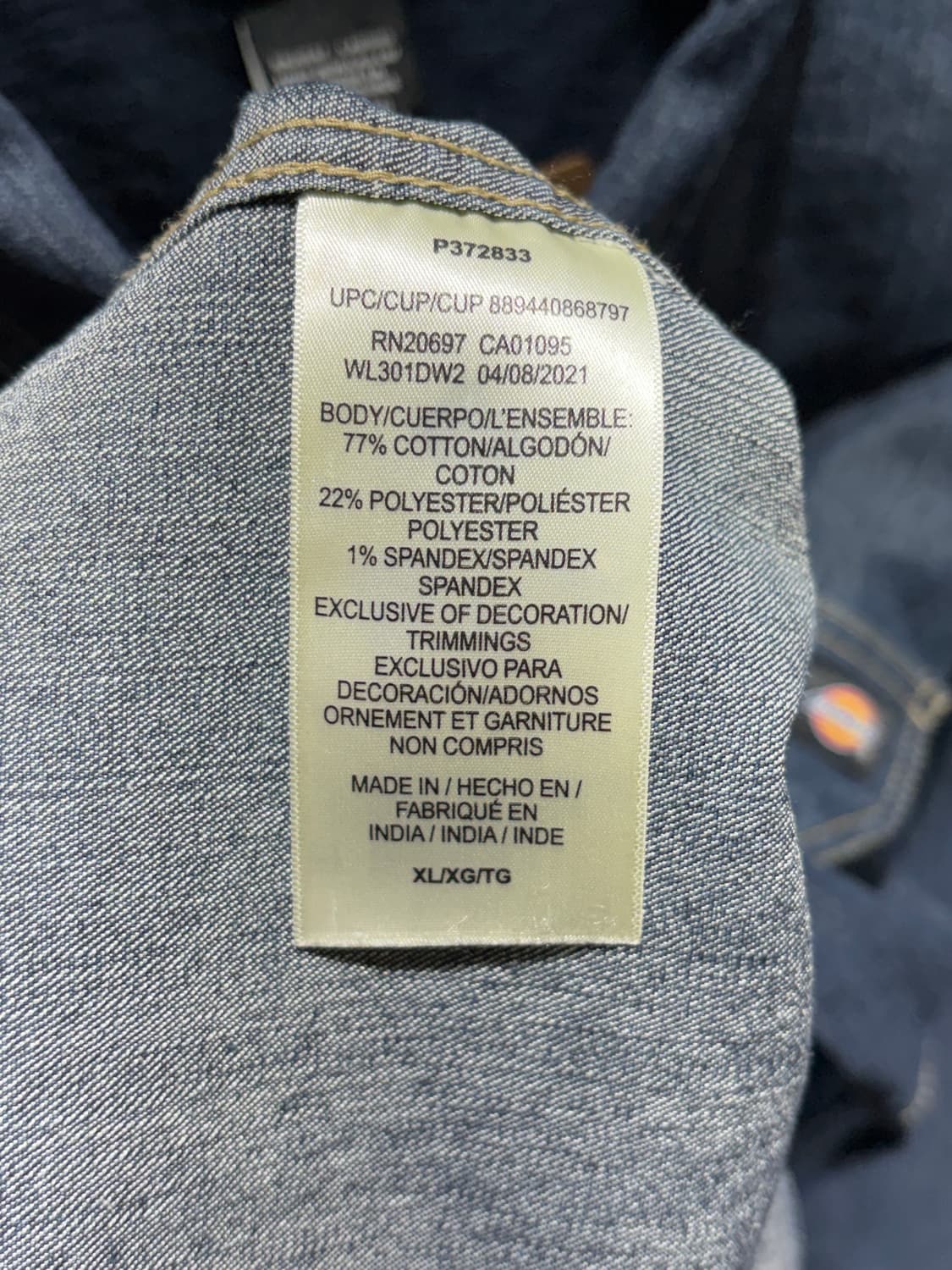 XL 디키즈 투포켓 릴렉스핏 진청 데님 셔츠 상품이미지6