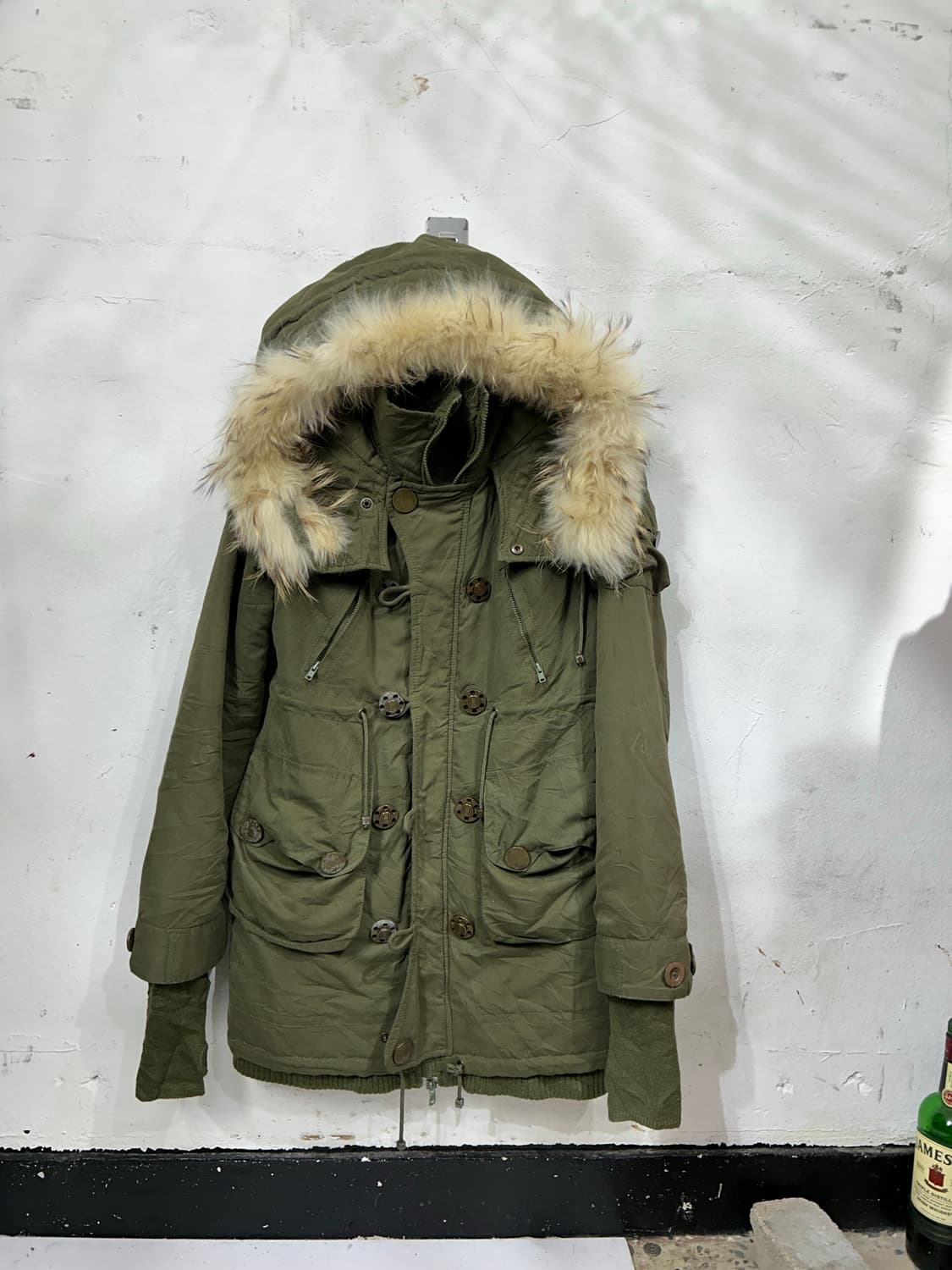 시슬리 y2k 울프죠 퍼 후드 자켓 S 상품이미지5