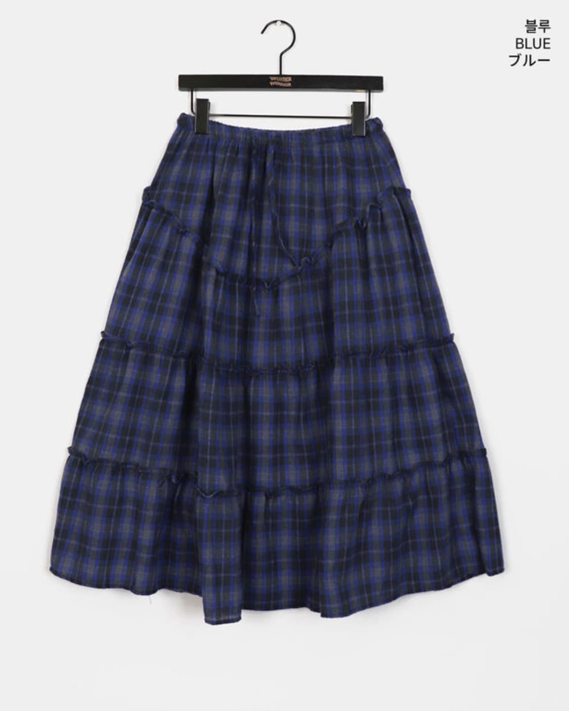 체크 플레어 캉캉 롱 스커트 상품이미지1