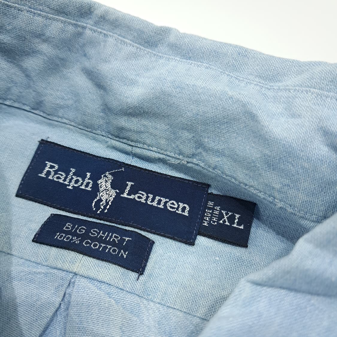 CL537 XL 폴로 90s 코튼 멀티포니 빅셔츠 샴브레이 셔츠 남방 상품이미지3