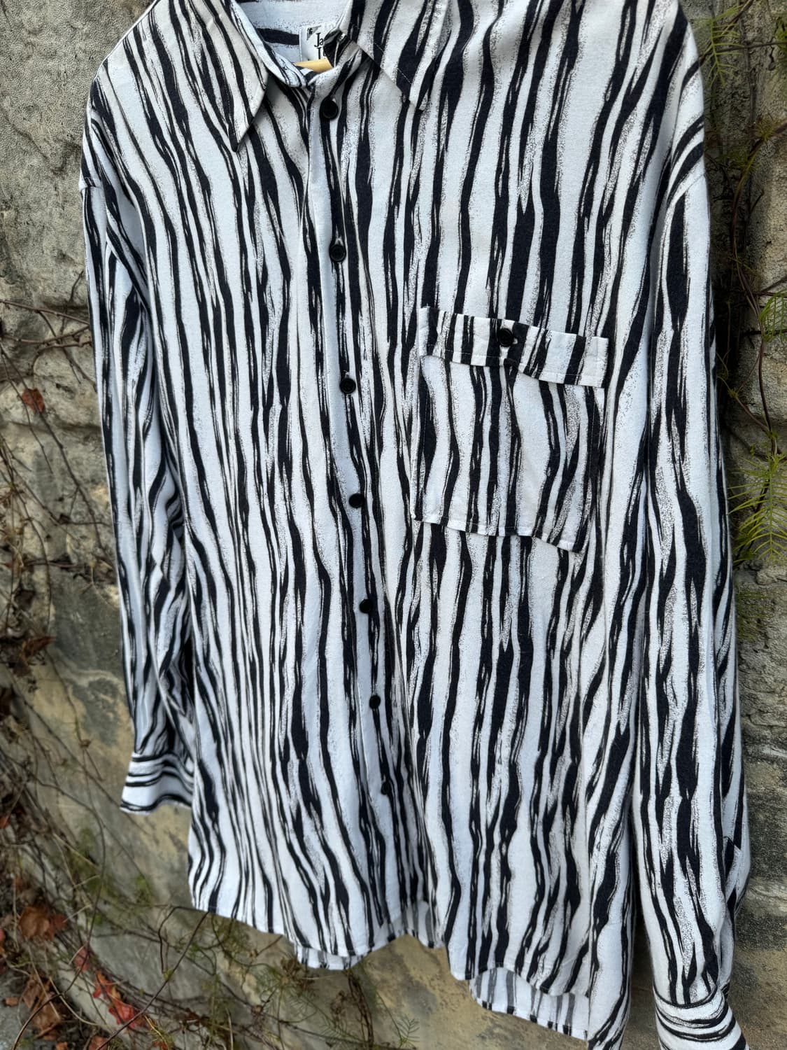 일본빈티지 비스코스 원단 지브라 패턴 얼룩 무늬 셔츠  상품이미지3