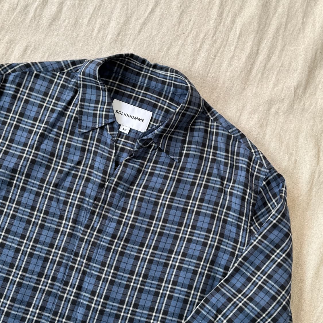 솔리드옴므 블루체크 아노락 셔츠 46  상품이미지2