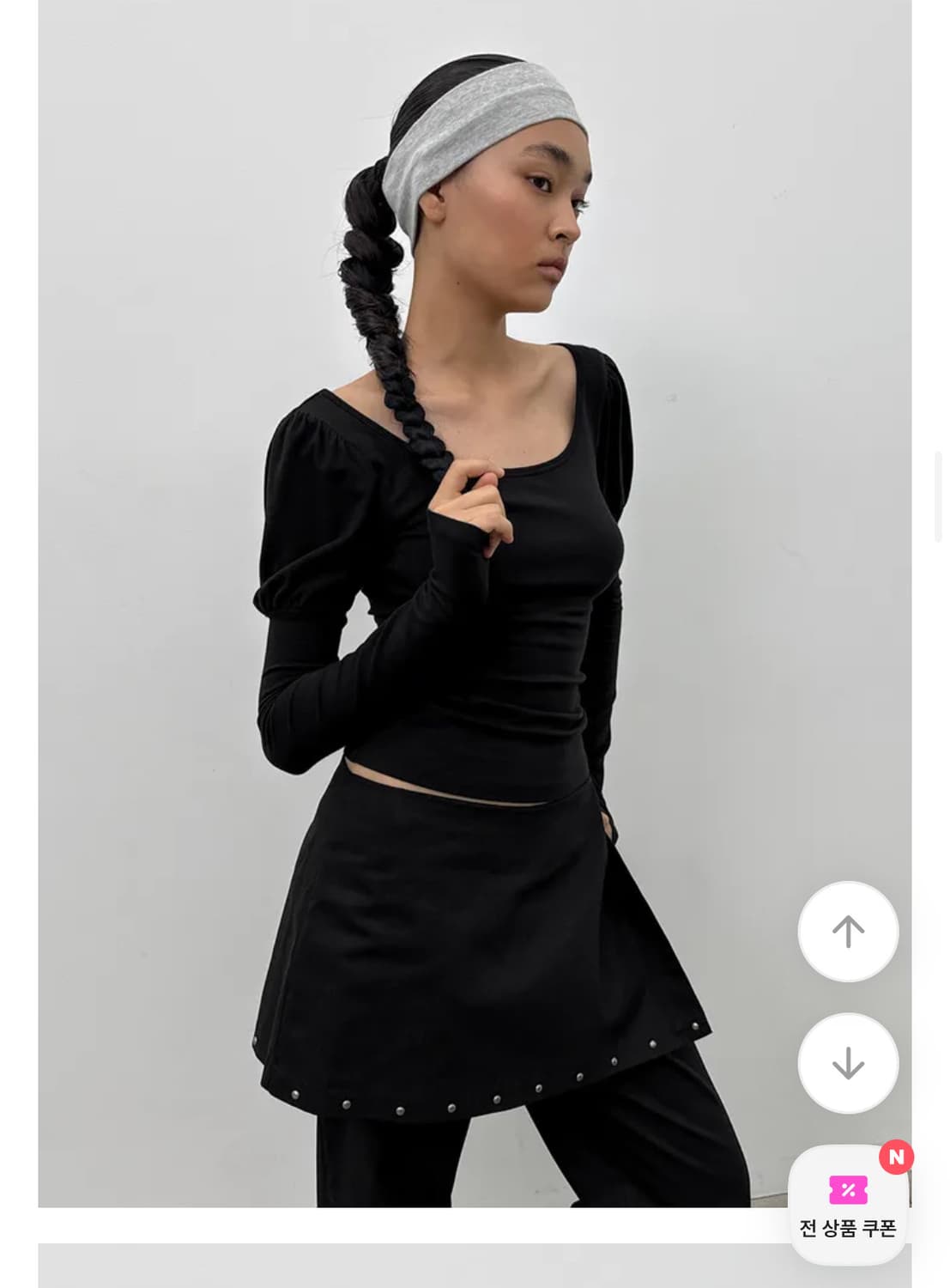 블랙업 리유 퍼프 유넥 티 블랙  상품이미지1