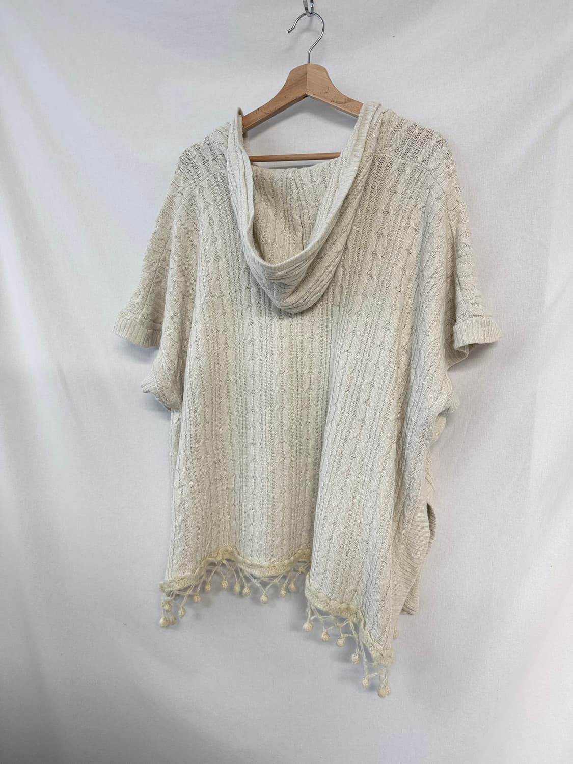 울 블렌디드 폼폼 태슬 후디드 케이프 상품이미지7