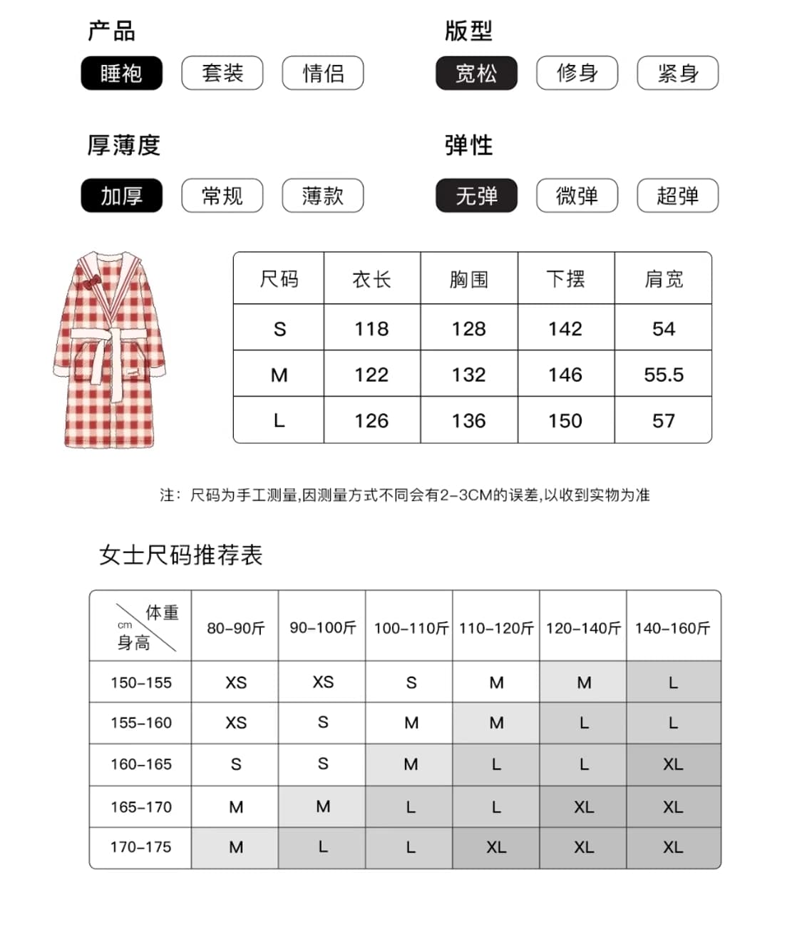 YSO 체크 수면 가운 잠옷(키티느낌) m사이즈 상품이미지6