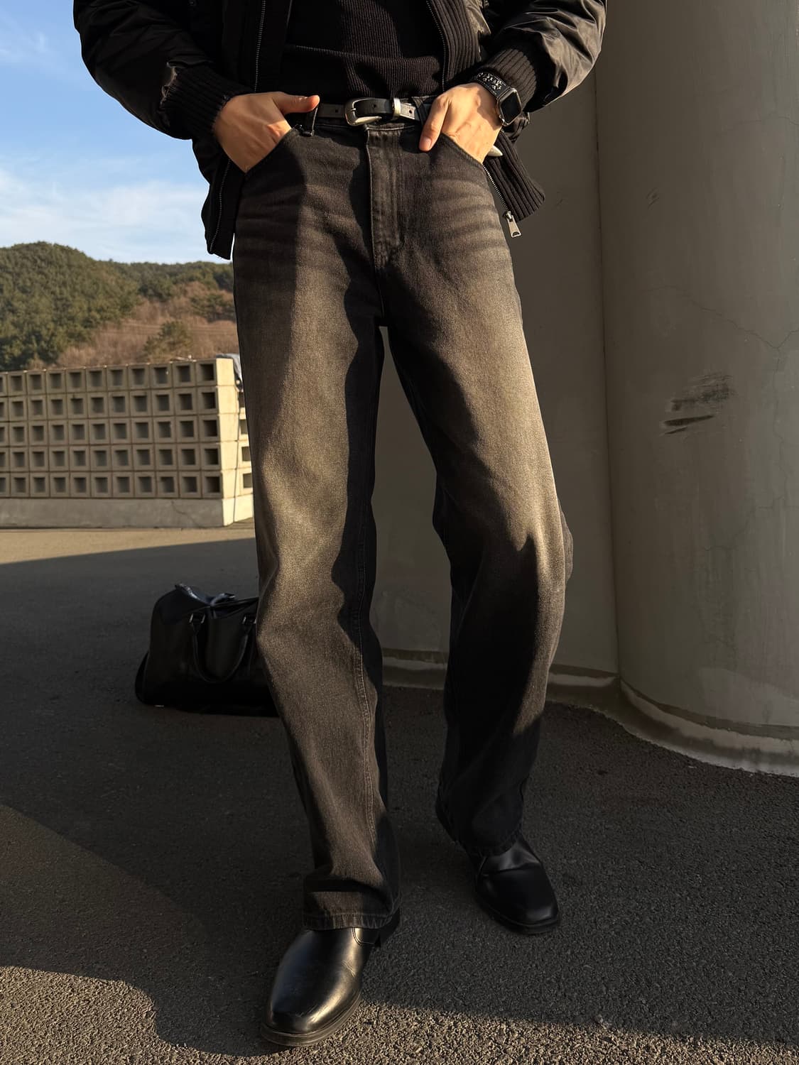 캣스톤 와이드 워싱 데님 팬츠 청바지 상품이미지3