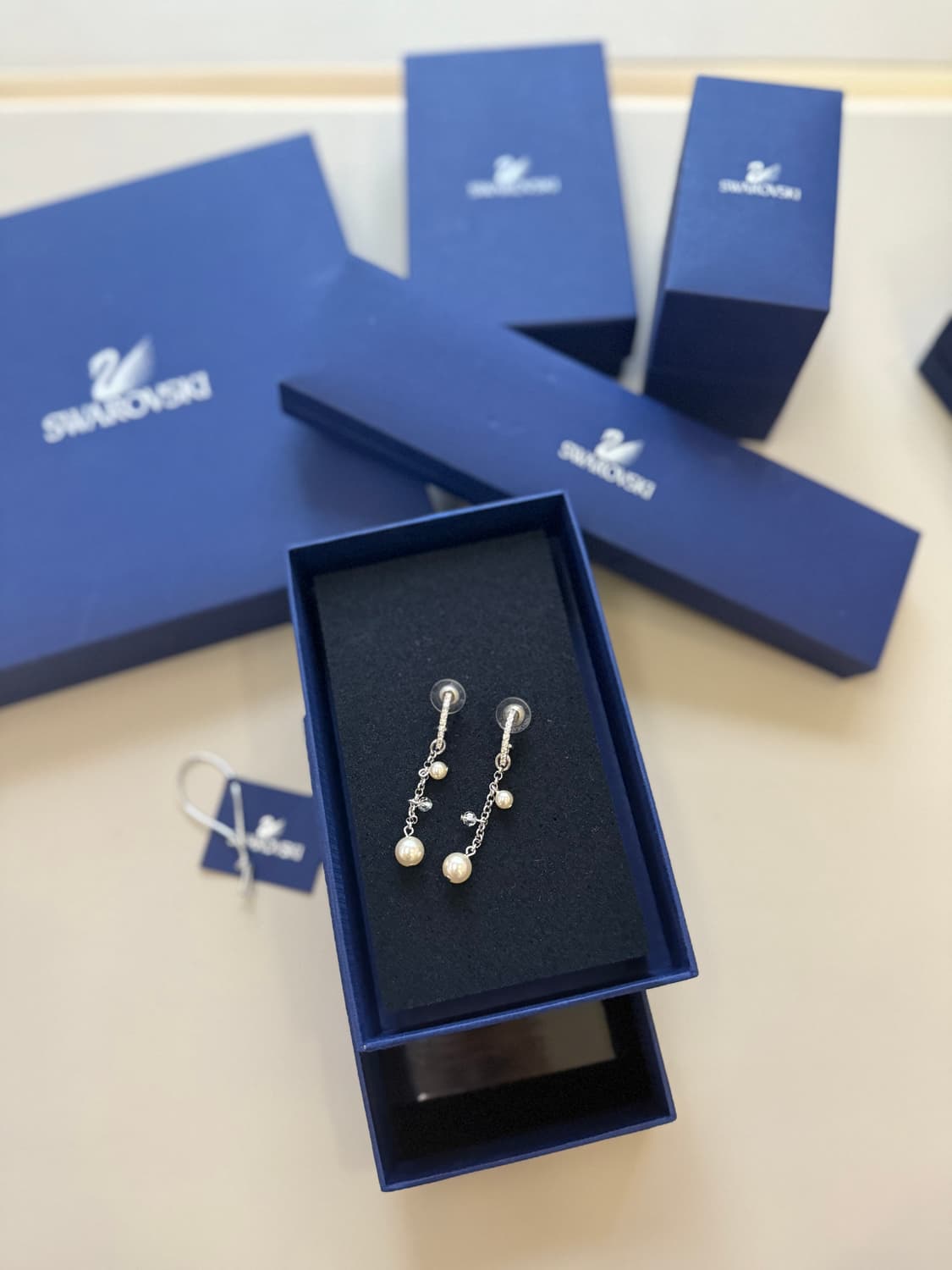 스와로브스키 펄 드롭 진주 귀걸이 이어링 은 실버 금 골드 다이아 티파니 상품이미지2
