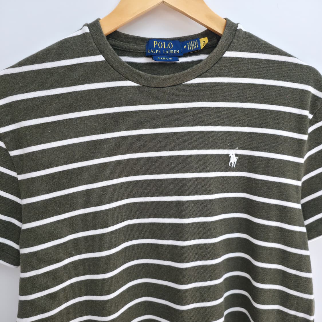 [M] 폴로 랄프로렌 카키 스트라이프 반팔티 신형 큐알택 상품이미지2