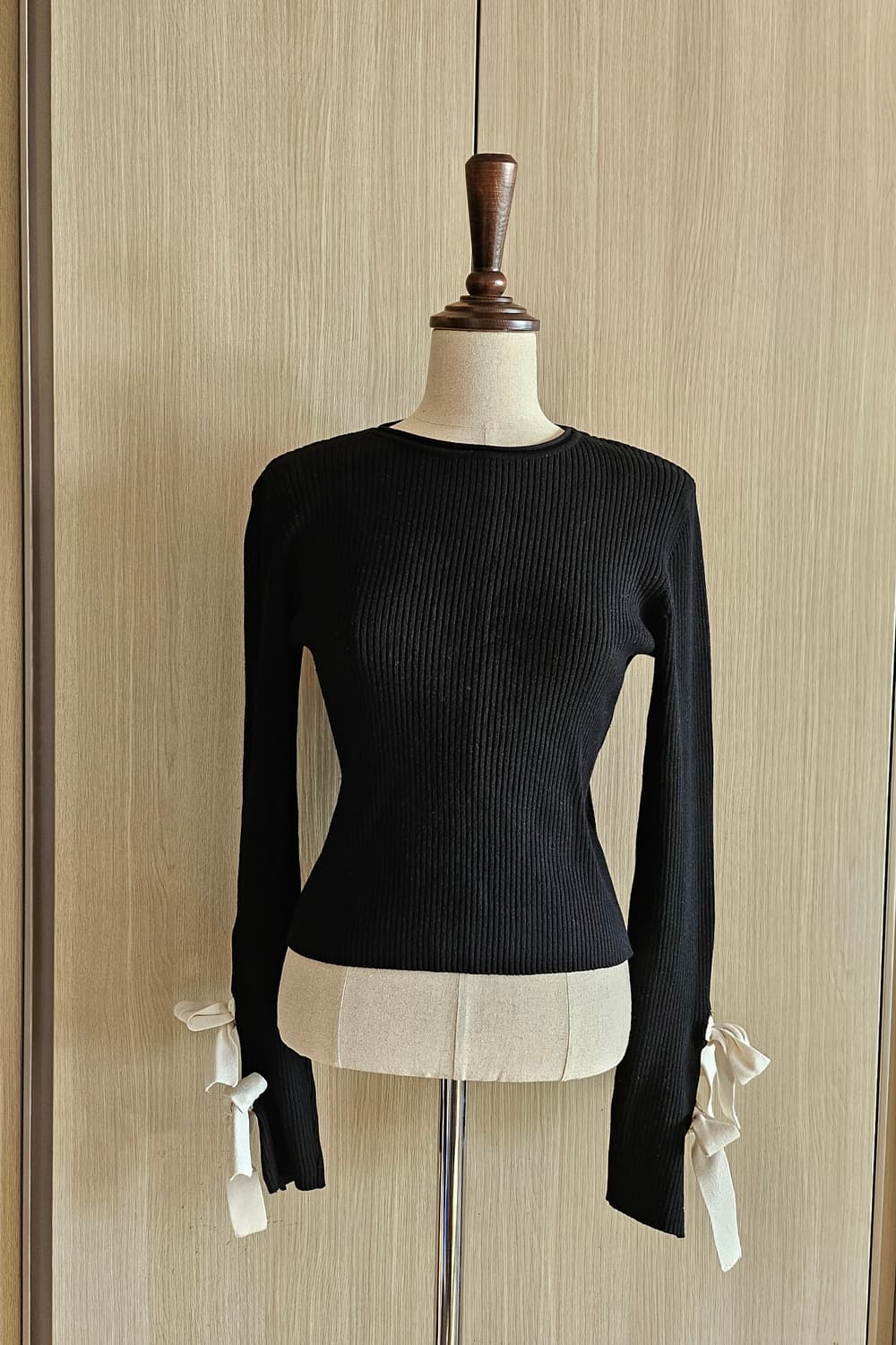 자라(ZARA) 골지 니트 리본 슬리브 탑 / 세미크롭M 상품이미지3