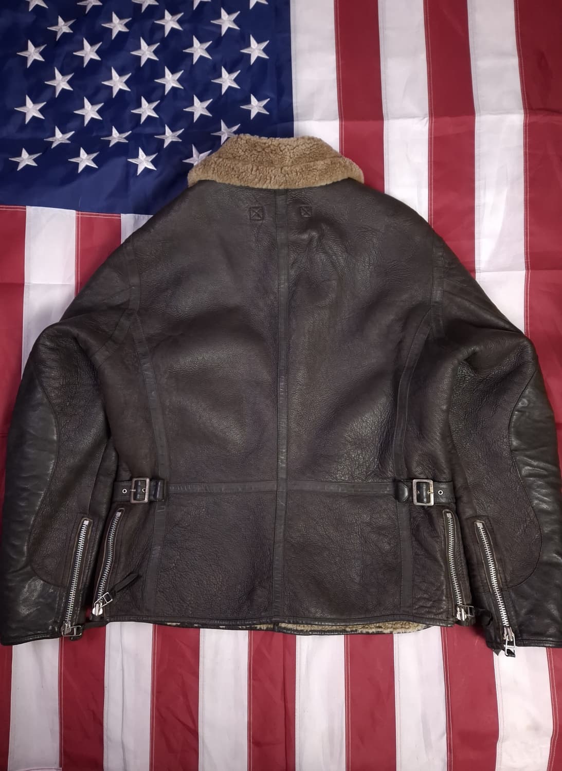 90's 일본판 리얼레더 무스탕 라이더자켓 상품이미지8