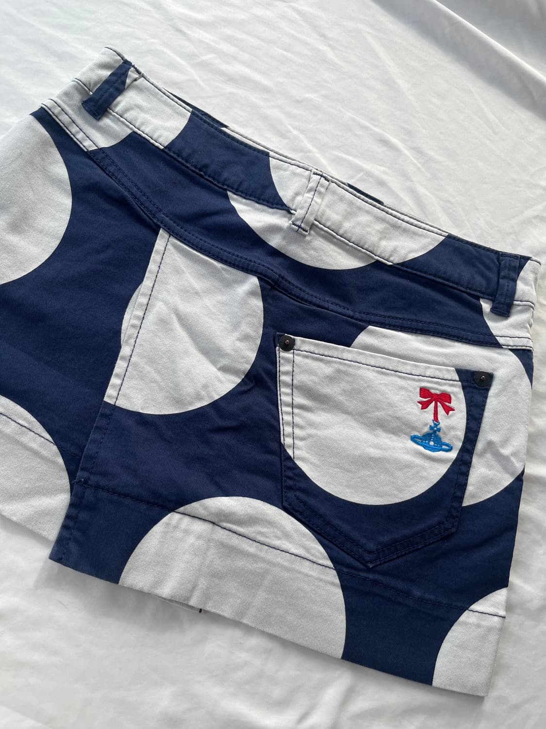 비비안 웨스트우드 땡땡이 물방울 도트 리본 오알비 자수 미니 스커트 치마 상품이미지2