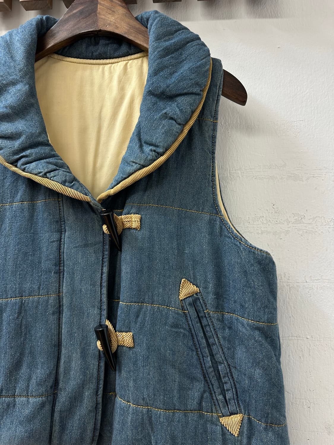 일본빈티지 토글 버튼 데님 베스트  상품이미지3