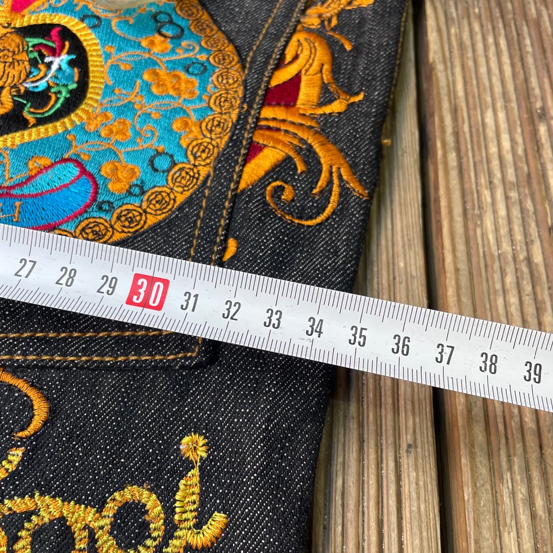 쿠지 자수 흑청 데님팬츠 상품이미지8