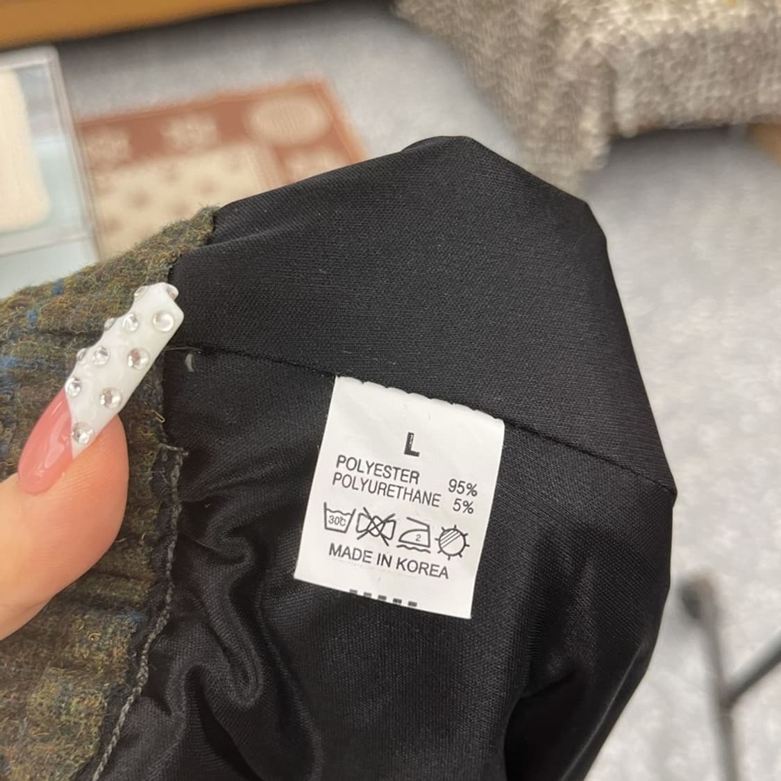 빈티지 모리걸 플리츠 체크앤타탄 롱스커트 L C10124 상품이미지5