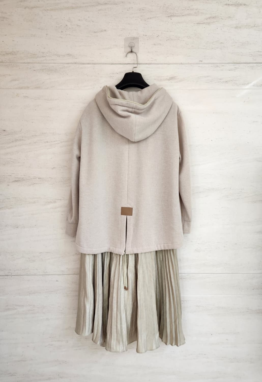 SJSJ 안감기모 후드 티셔츠 플리츠 원피스 44~55사이즈 상품이미지7