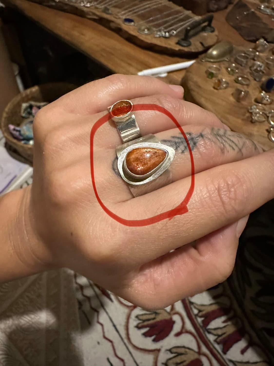 집시루트 천연원석 썬스톤 실버 반지 상품이미지1