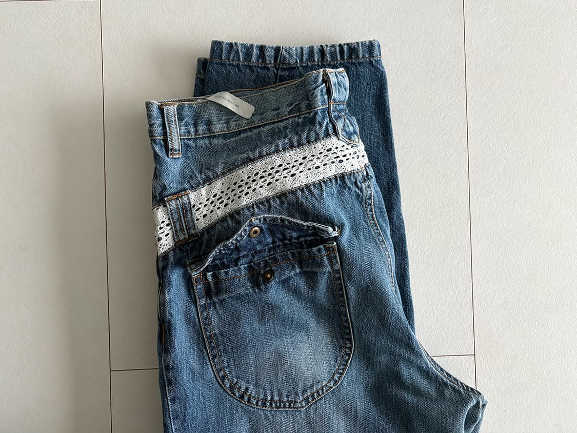 lace baggy denim pants 상품이미지7