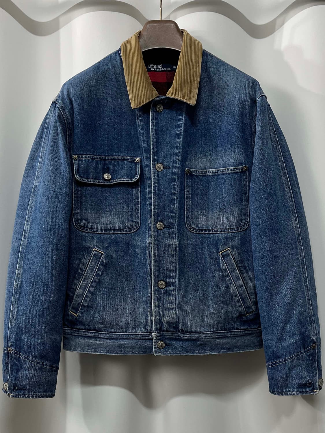 90's 폴로 랄프로렌 덩가리 버팔로 코듀로이 데님 트러커 자켓 상품이미지1