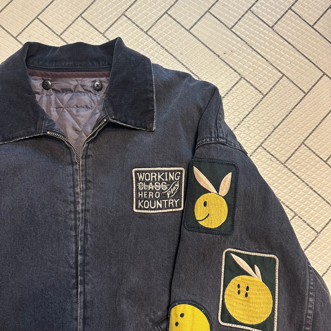 캐피탈 14온즈 블랙 X블랙 데님 티백 드리즐러 자켓 아니키 레인보위 상품이미지2