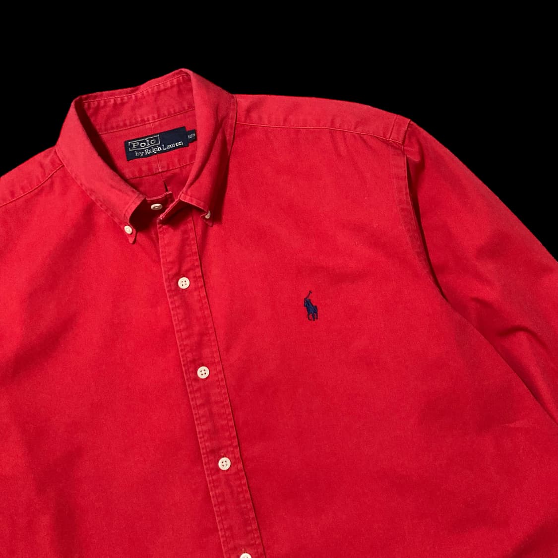 폴로랄프로렌 90s 신한 인터네셔널 레드 솔리드 셔츠 상품이미지3