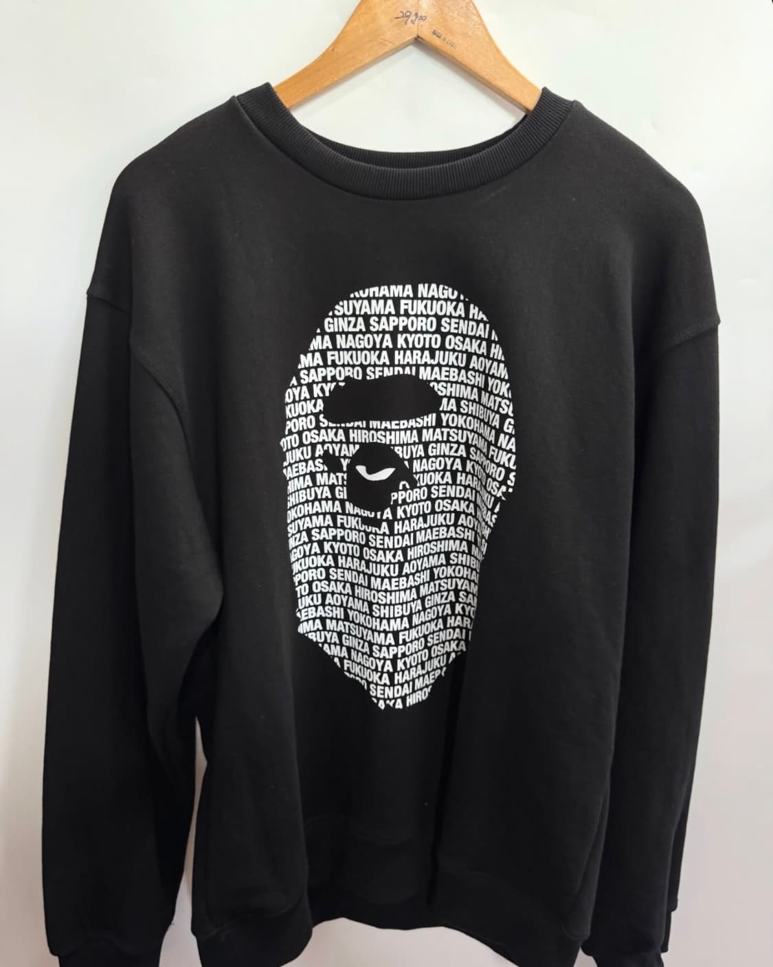 베이프 Bape 빅헤드 로고 맨투맨 블랙 상품이미지1