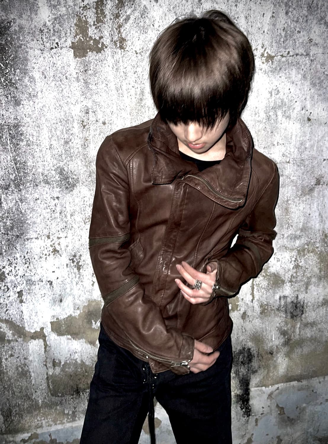 이태원 leather park 비대칭 레더 자켓 상품이미지1