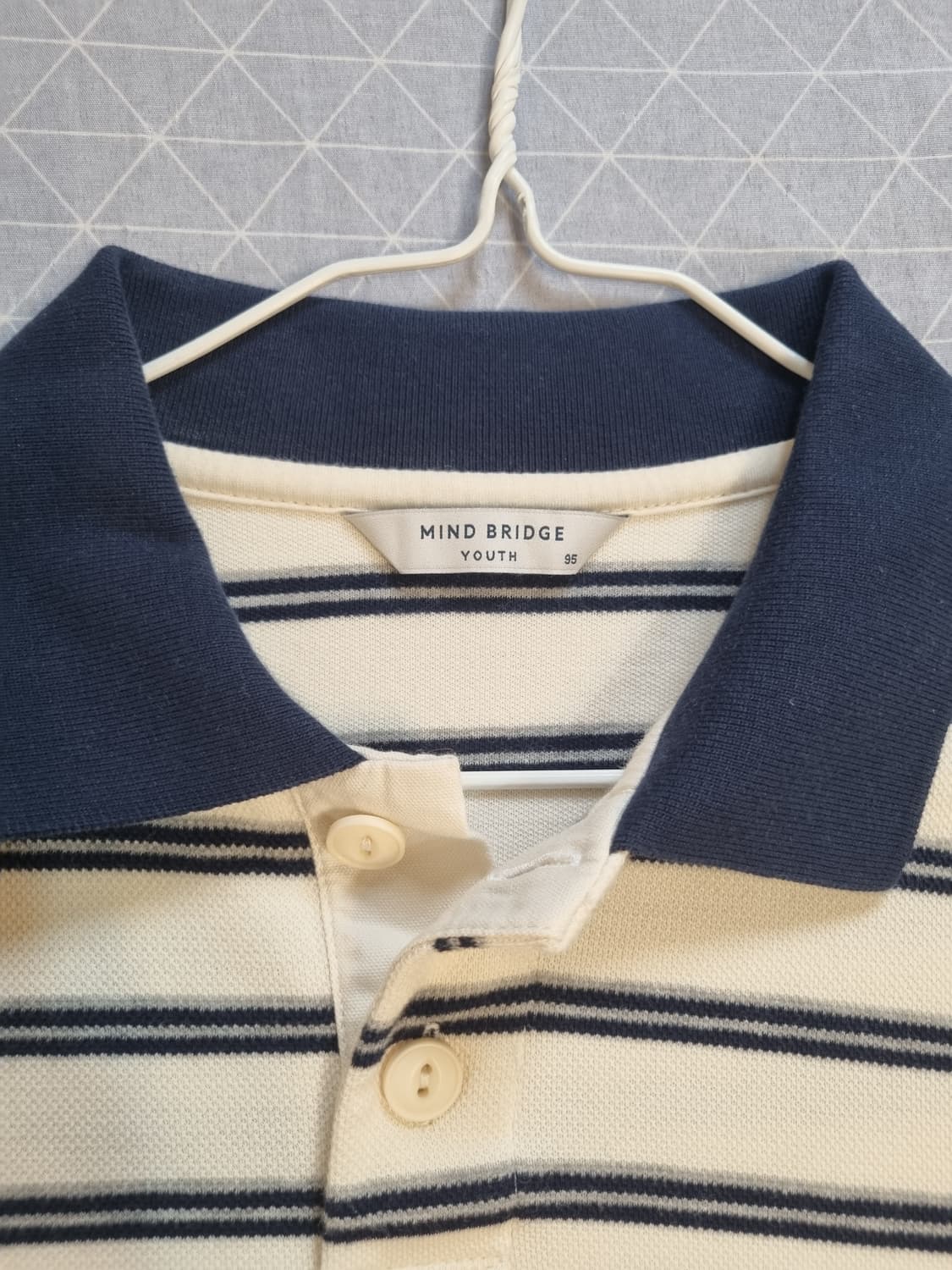 마인드브릿지 카라 배색 오버핏 스트라이프 티셔츠 상품이미지2