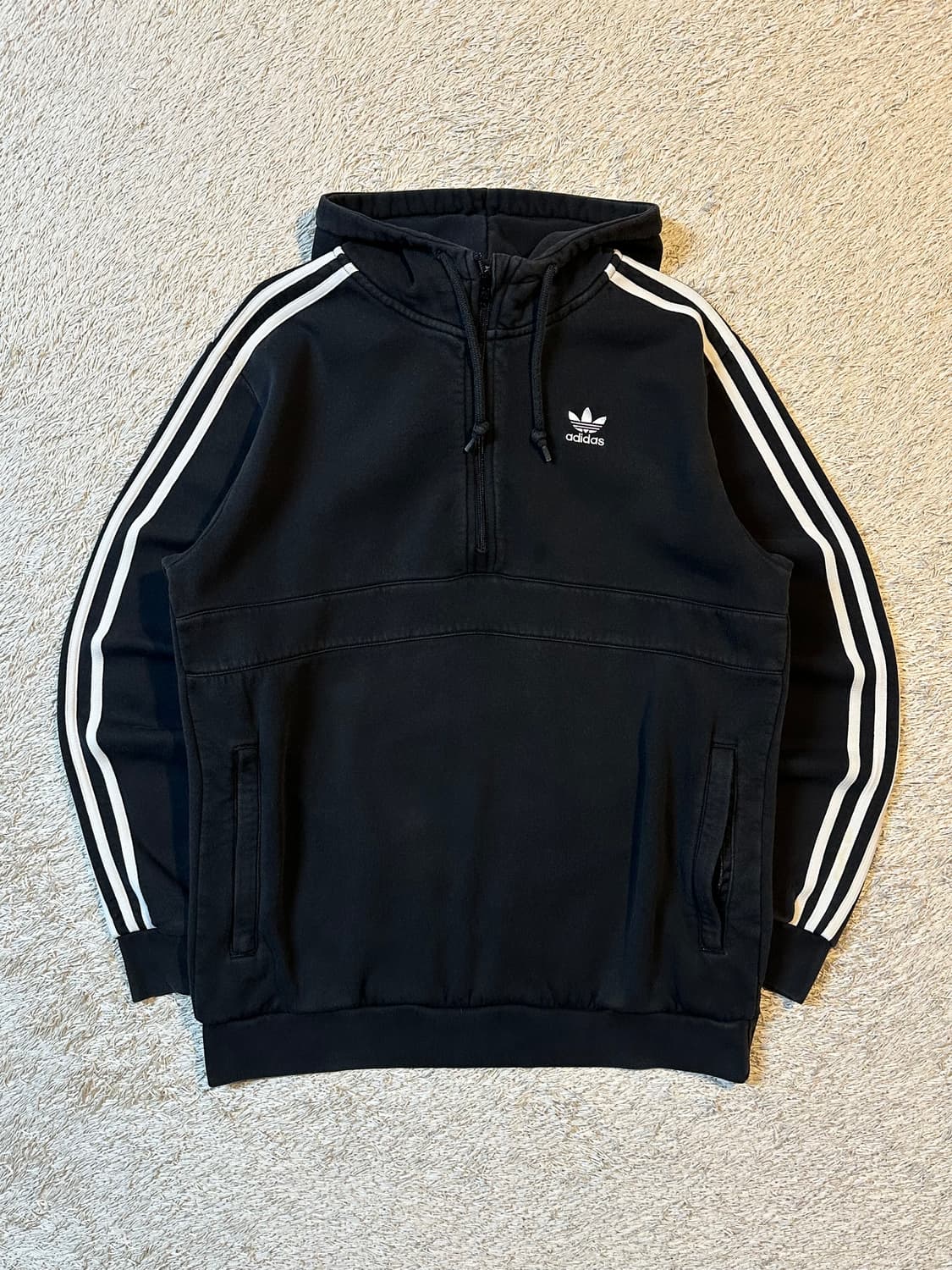 아디다스 신형 파이어버드 사이드라인 하프 반집업 후드티 블랙 상품이미지1