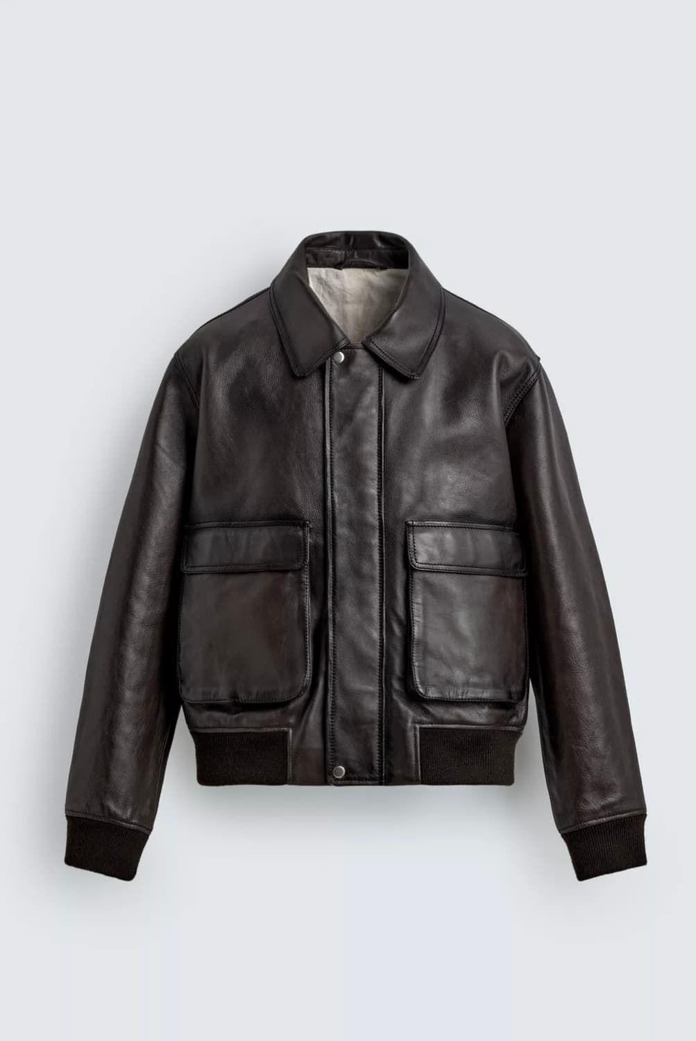 새상품) M 자라 A-2 카우 레더 빈티지 브라운 자켓 상품이미지2