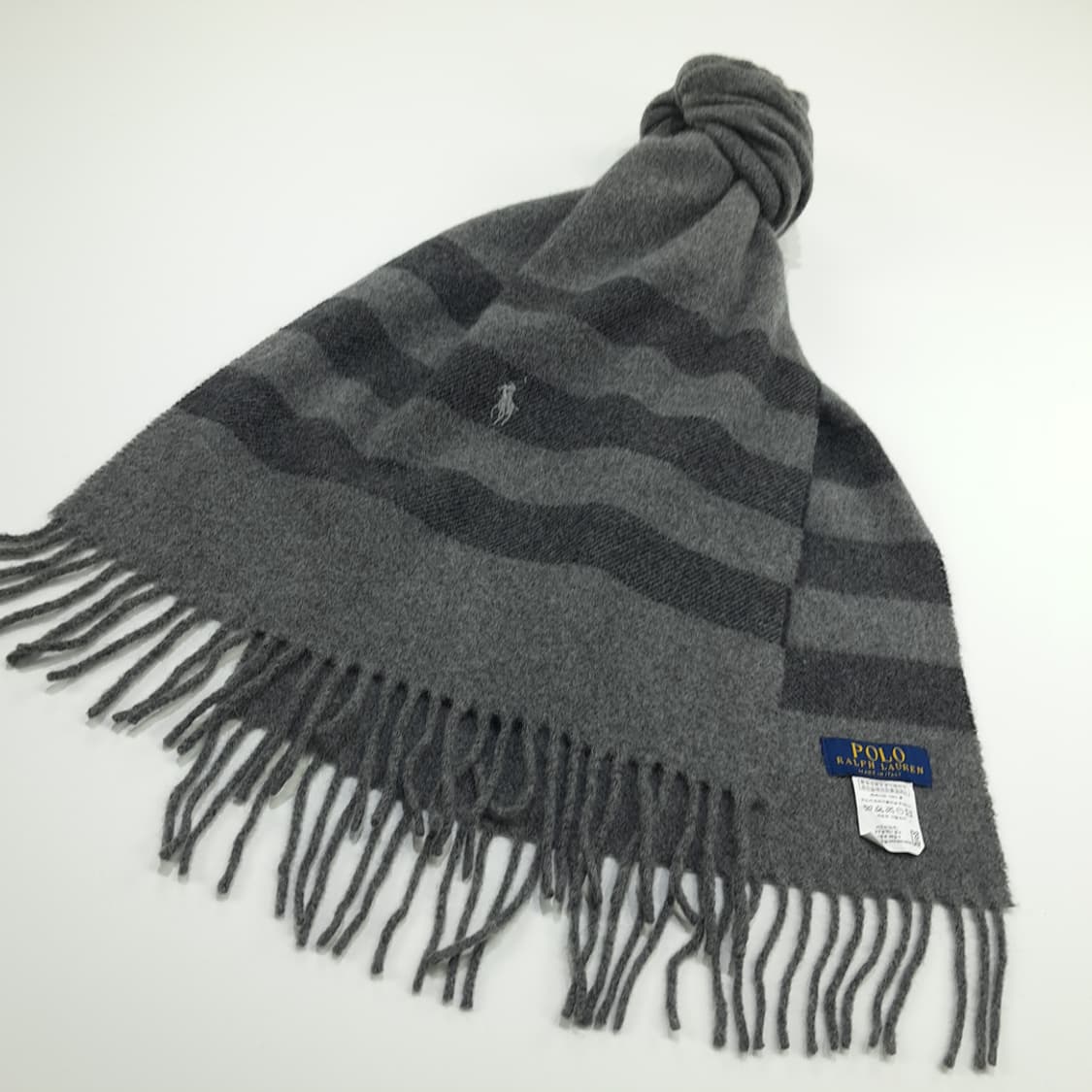 MX292 폴로 랄프로렌 그레이 투톤 스트라이프 울 목도리 머플러 상품이미지3