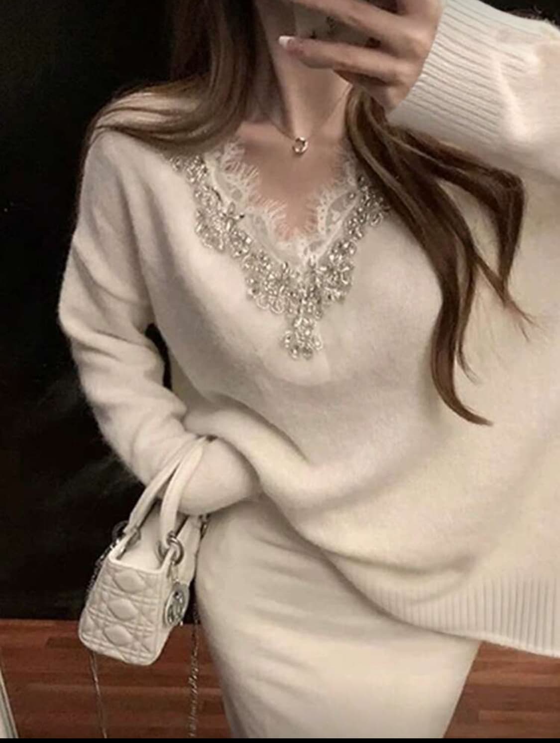 레이스 비즈 장식 니트. 새상품  상품이미지1