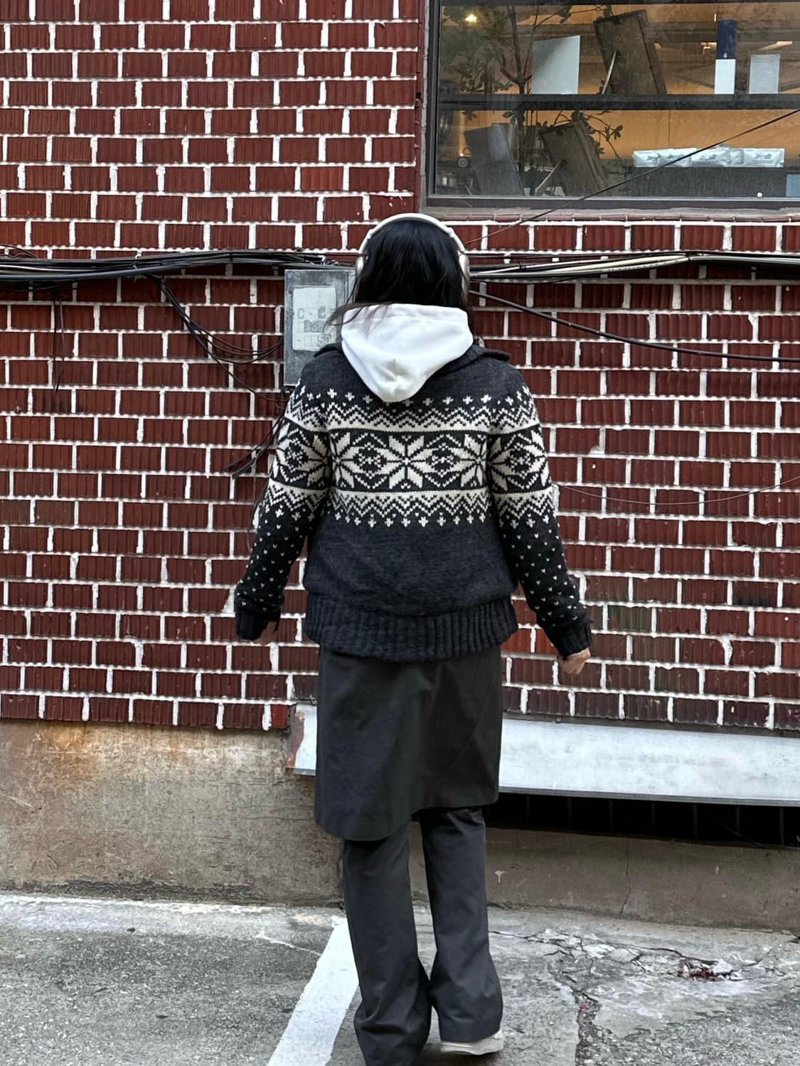 노르딕 가디건 코이세이오 후드 레이어드 스커트 팬츠 코디세트 상품이미지3