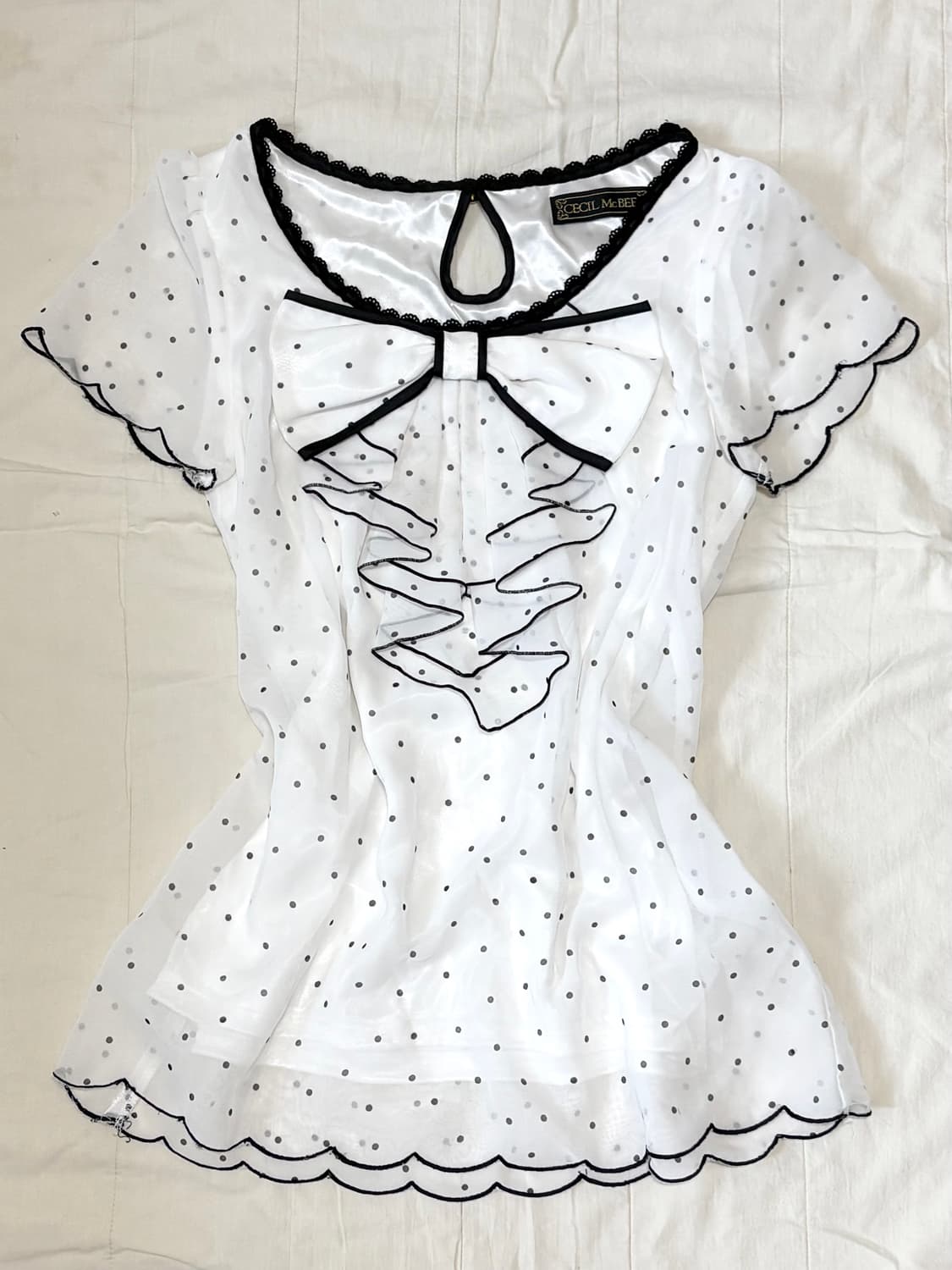 세실맥비 도트 리본 블라우스 로걀탑 히메갸루 상품이미지1