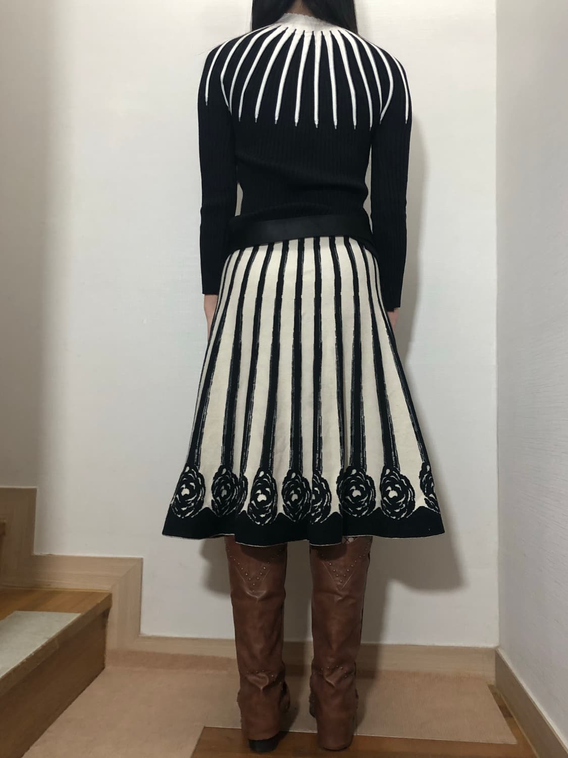 빈티지 블랙 앤 화이트 오리엔탈 스커트 상품이미지9