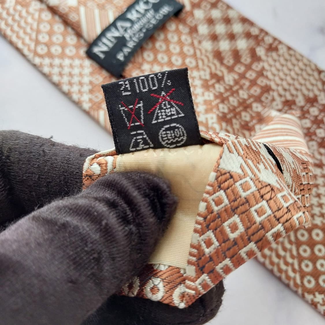 니나리치 실크 브라운 패턴 넥타이 9.6cm A+등급 K2406
 상품이미지10