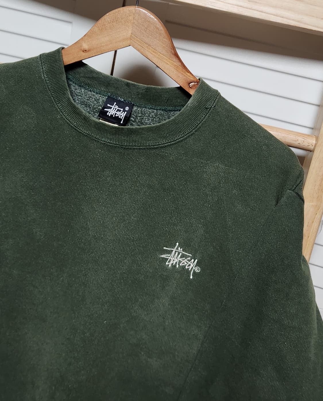 XL 스투시 80S 딥카키올리브 오버핏 맨투맨 상품이미지3