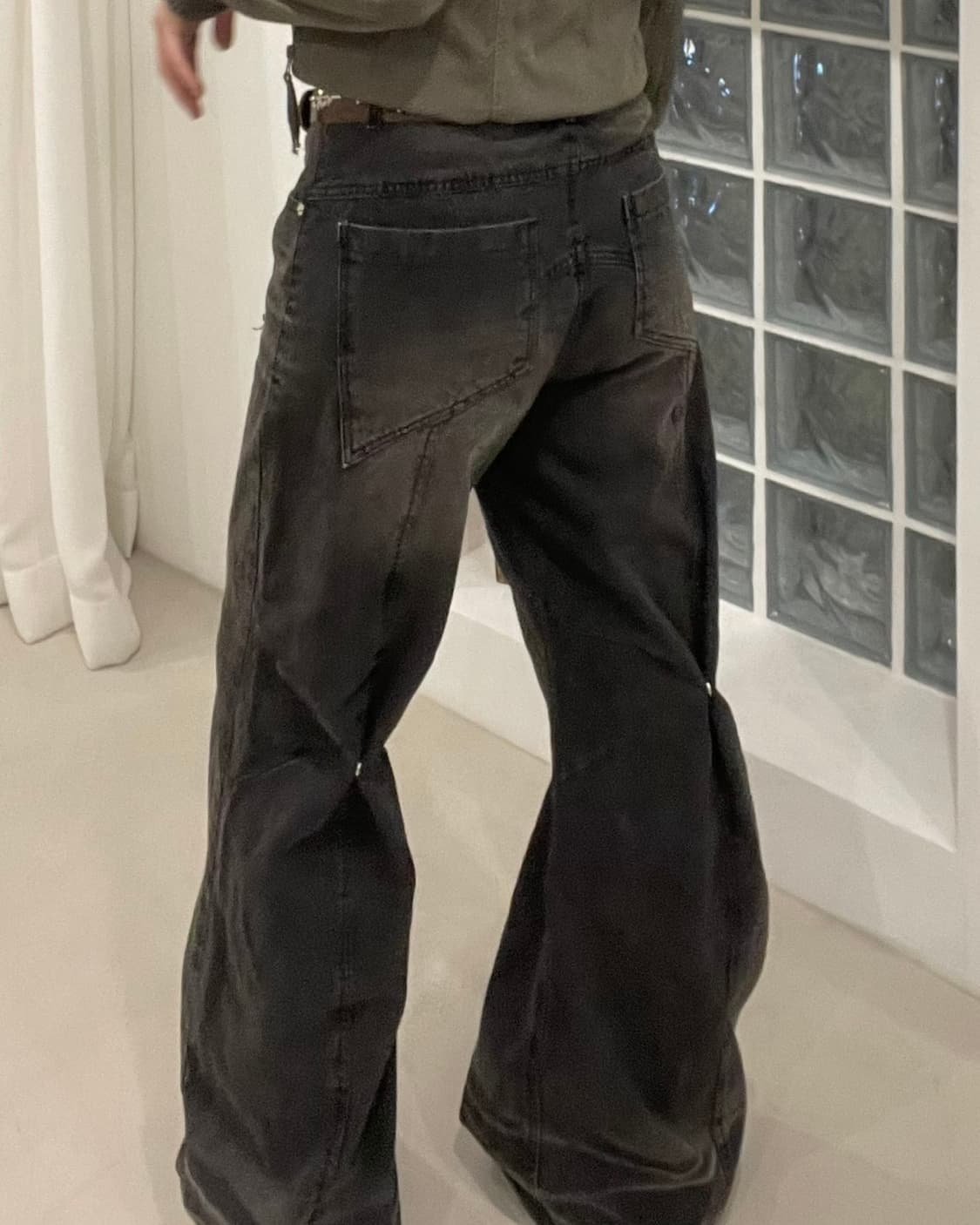 워싱 스냅 부츠컷 와이드팬츠 남녀공용 새상품 상품이미지3