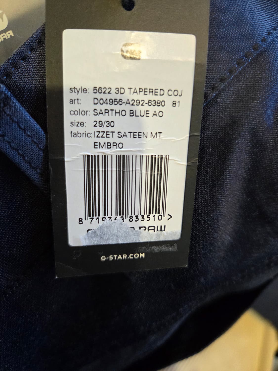 G-Star RAW 5622 타이거 자수 팬츠(W29/L30)남여공용 상품이미지9