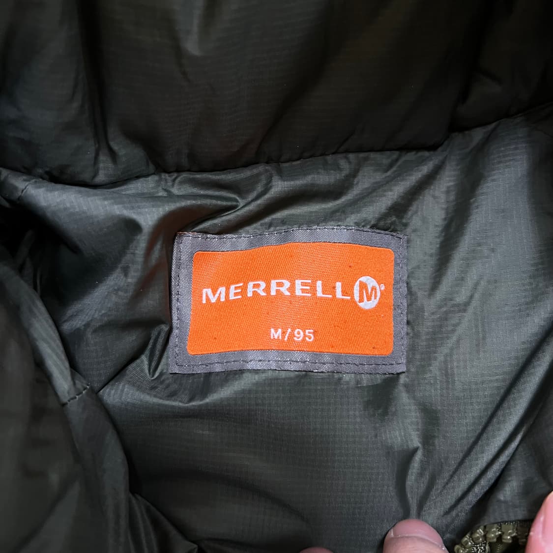 머렐 아웃도어 구스다운 로고 후드 패딩 점퍼 [카키] M/95 상품이미지6