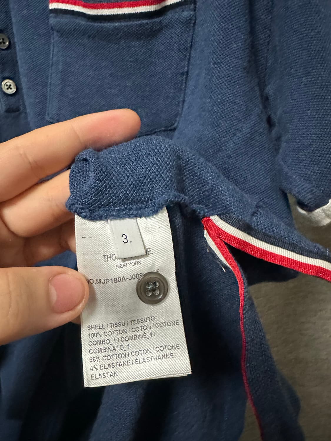 톰브라운 RWB 오버핏 카라 반팔티 다크블루 (3)  상품이미지5
