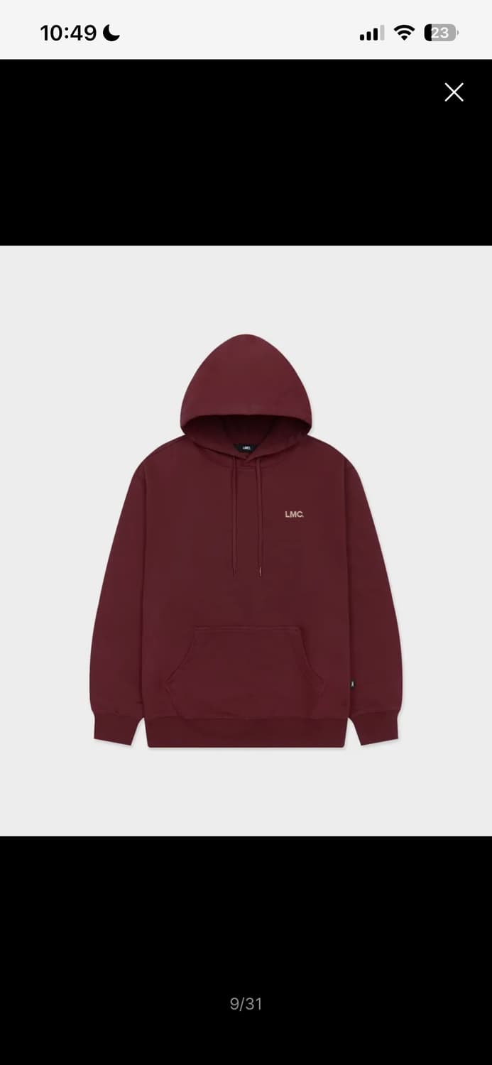 엘엠씨 버건디 후드티 상품이미지2