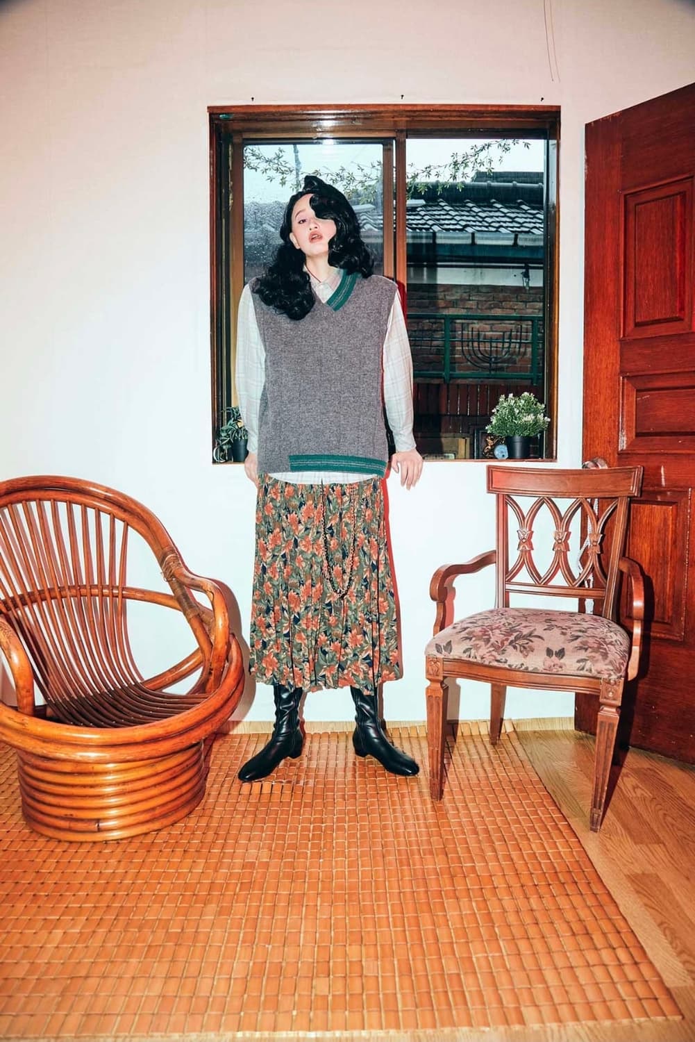 이외들 그린 체크 울 셔츠 1사이즈 새제품 상품이미지10