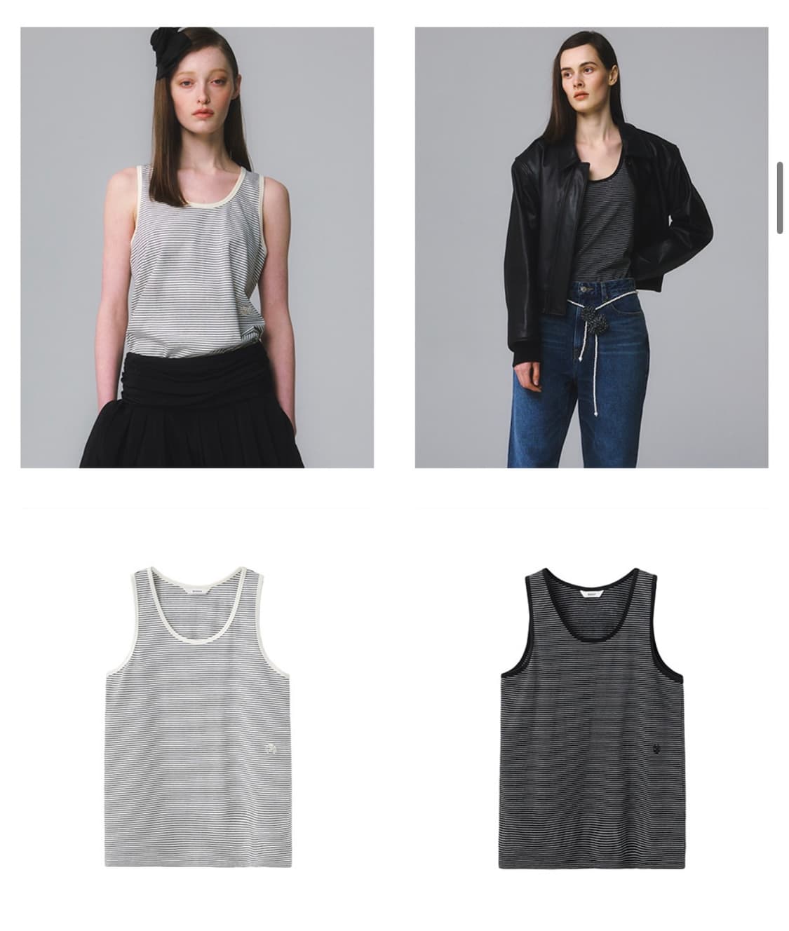 문선 스트라이프 슬리브리스 (아이보리/블랙) 상품이미지3