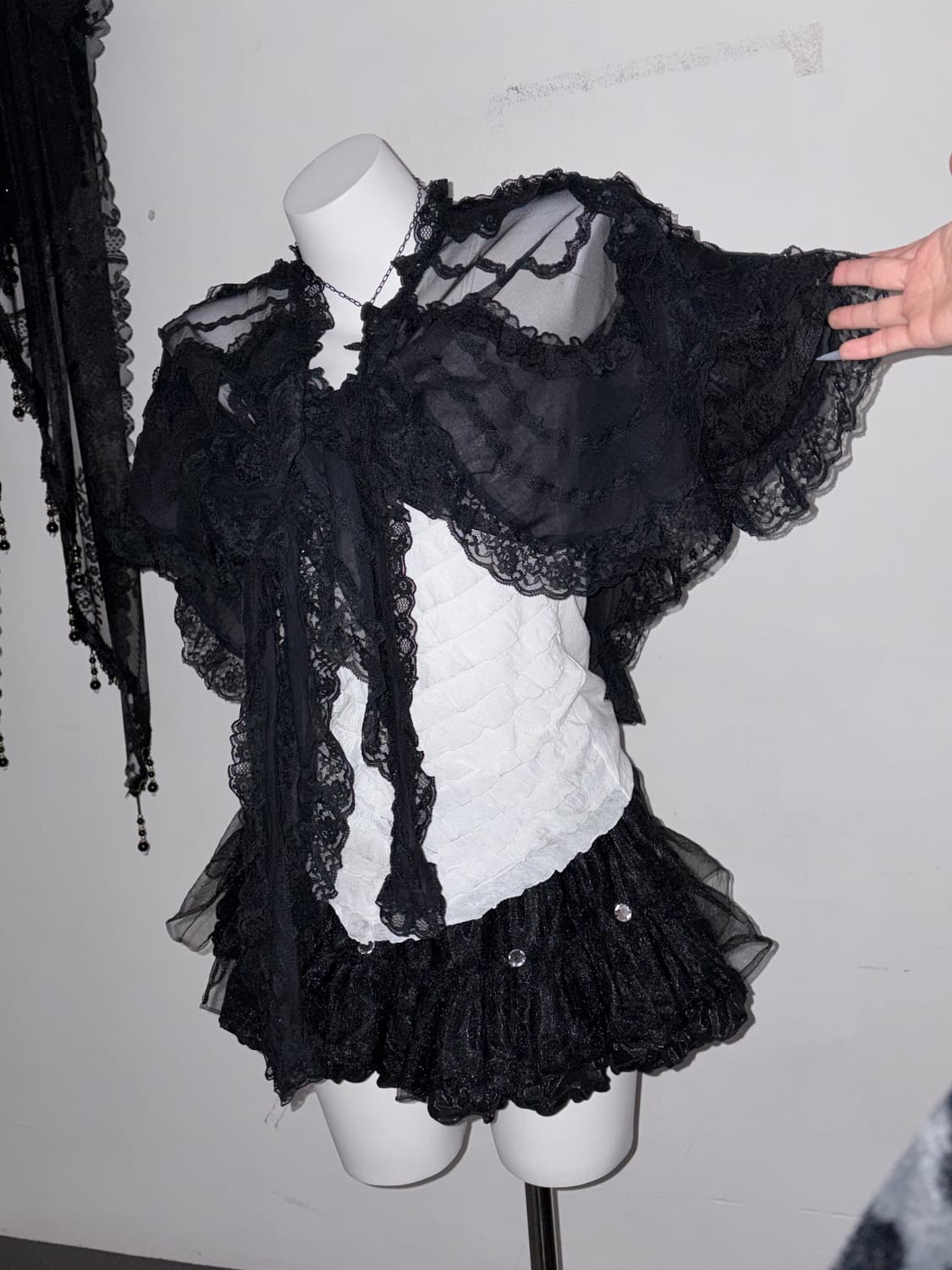 고스 레이스 케이프 고딕 시스루 프릴 다크로맨틱 상품이미지3