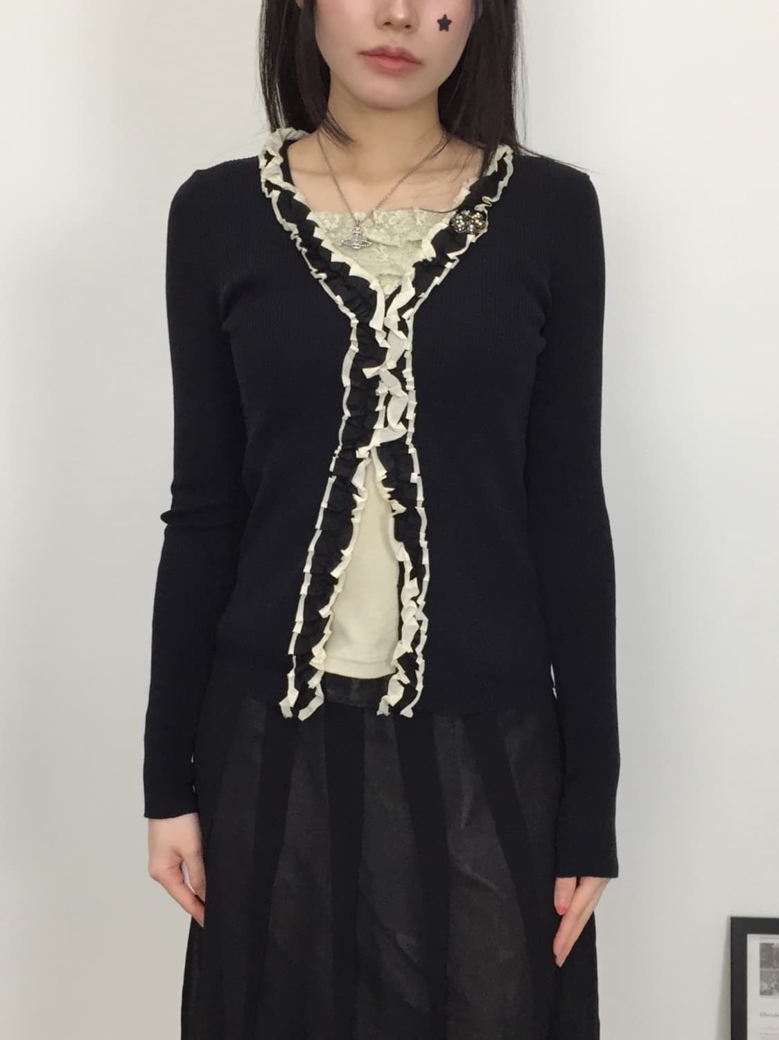 'Blumarine' Ruffle Trim Ribbed Cardigan 상품이미지2