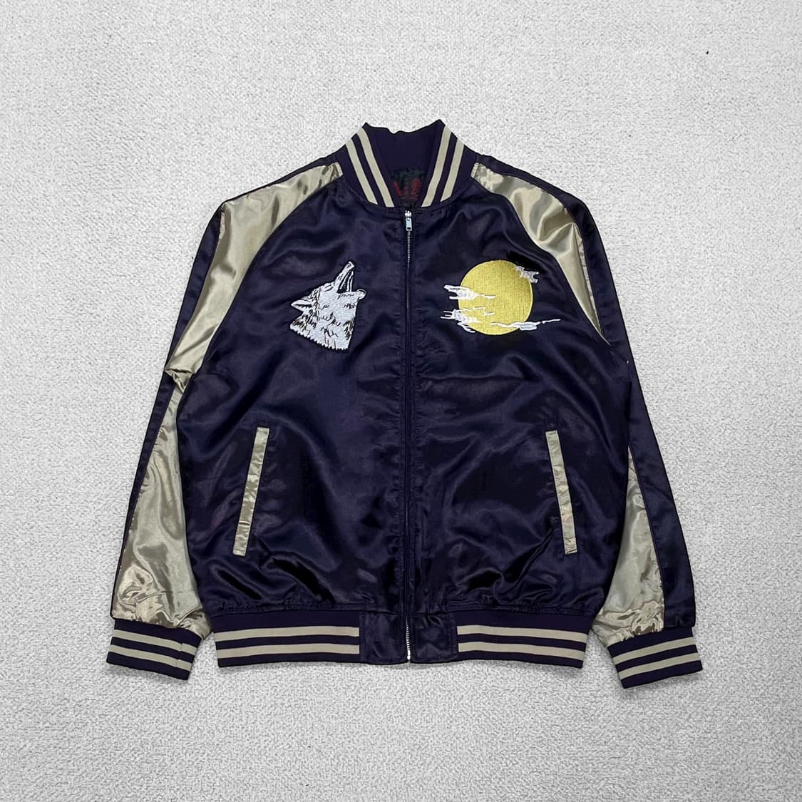 일심여경 Jpn 제패니즈 오리엔탈 울프 자수 스카쟌 자켓 퍼플 상품이미지2