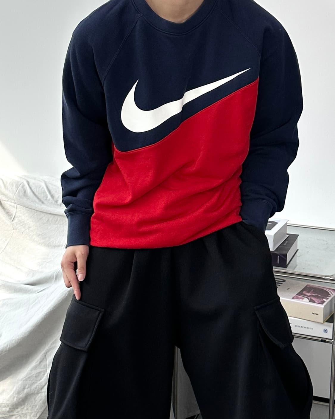 나이키 배색 빅로고 맨투맨 L 상품이미지2