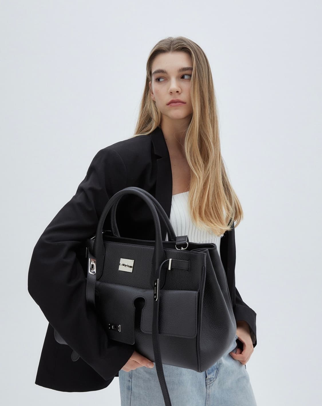 NEARONE 니어로네 ARTE L 소가죽백 블랙 상품이미지2