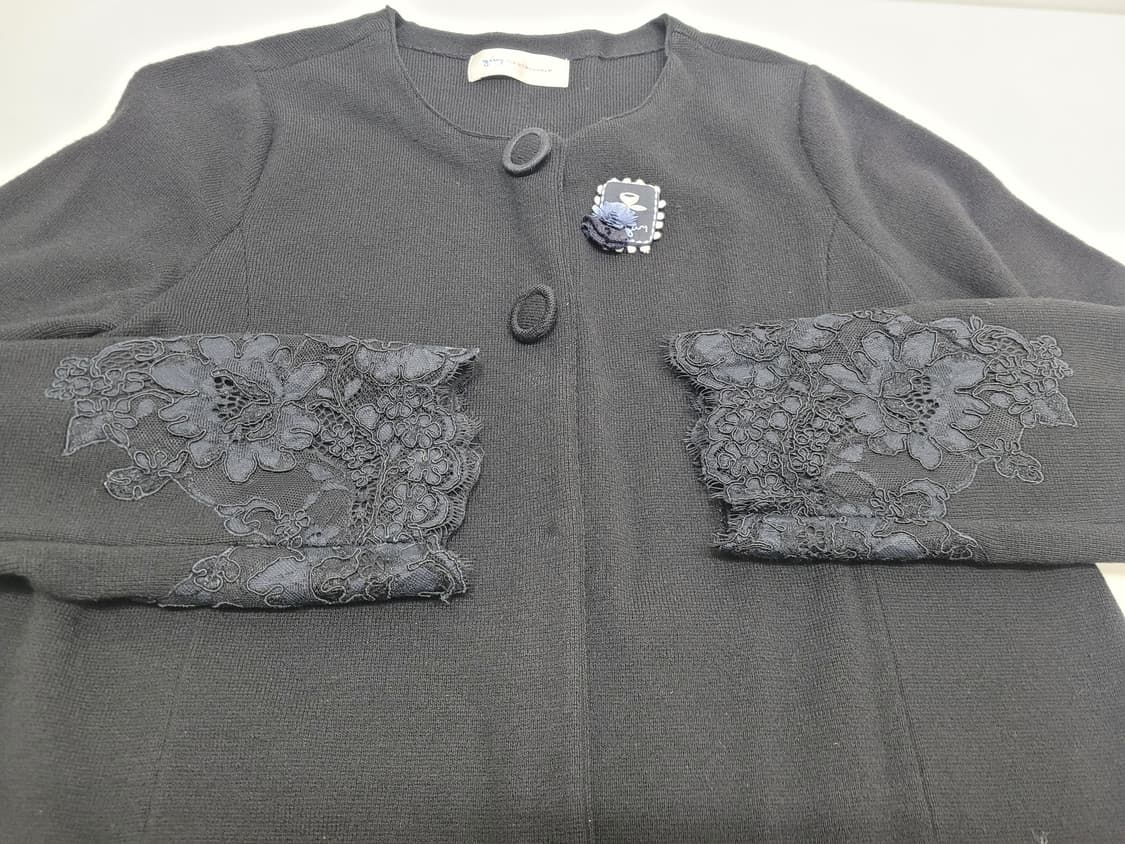 GIVY 기비 레이스 자수 포인트 울 가디건 /  여 54호(85) 블랙 상품이미지3