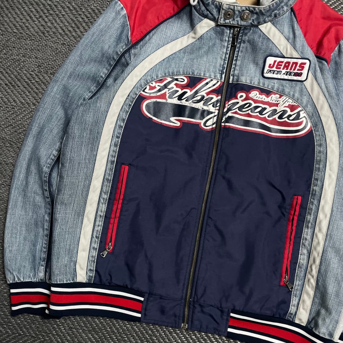 00s Fubu 후부 올드스쿨 데님 믹스업 레이싱 자켓y 5215 상품이미지4